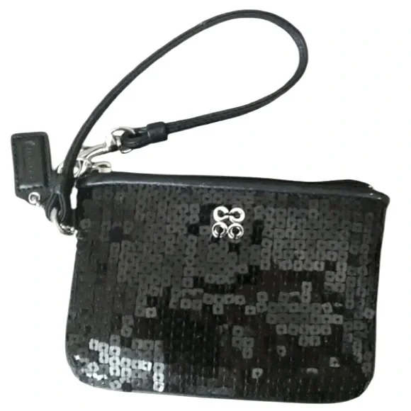 NWT Coach Sequin BLACK Wristlet, SMALL - Picture 2 of 5